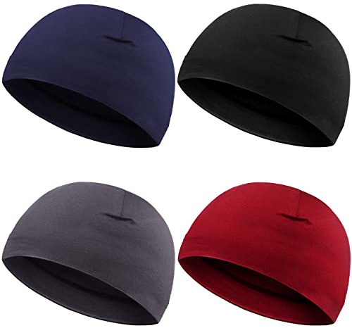 4 Stücke Laufmütze Herren und Damen Sportmütze Fahrrad Mütze Beanie Skull Cap Baumwolle Mütze Schlafmützen Dehnbar für Herren Damen