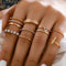 Ushiny Boho Pearl Fingerringe Gold Kristall Ring Set Herz Liebe geschnitzt Ringe Stapelbar Ring Schmuck Zubehör für Frauen und Mädchen (9 Stück) (shape 2)