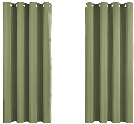 MRTREES Vorhang Blickdicht Gardinen Thermovorhang mit Ösen Verdunklungsvorhang Ösenschal Vorhänge Kurz Modern 160×140cm(H×B) Grün 2er Set für Hotels Büros Wohnzimmer Schlafzimmer Kinderzimmer