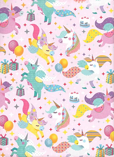 ARKRAFT Geschenkpapier 3 Blatt Format 90 x 65 cm FSC Produkt Verpackung ohne Plastik Einhorn Pegasus Mädchen (18-9173)