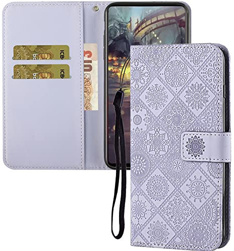 IMEIKONST Compatible with Samsung Galaxy A50 Flip Case, Premium Leather Retro Phone Case Notebook Wallet with Card Holder Magnetic Closure Shockproof Cover for Samsung A50 / A30S. Light Purple XCH