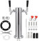 Hgkeke Dual Beer Tower Dispenser - Double Tap Kegerator Tower Draft Beer Tower Dispenser Pre-installed 5ft Beer Line Stainless Steel Core Faucet Double Keg Tap Beer Tower for 3 Kegerator Tower