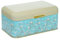 Lashuma Brotkiste Metall blau Botanik 36x21 cm, Aufbewahrungsbox Brot für Toast o. Kastenbrot