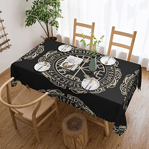 ASEELO Magisches Design nordische Runen Kompass Weihnachtstischdecke Esszimmer Tischdecke mit Spitze, rechteckige dekorative Tischdecken 137,2 x 182,9 cm.