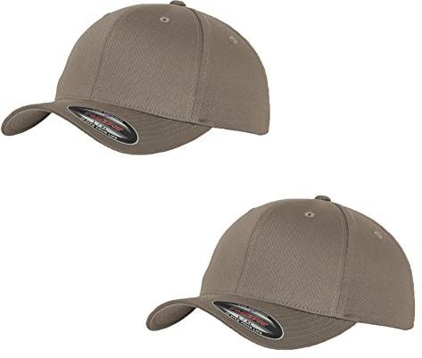 2er Flexfit Unisex Wooly Combed Cap Baseball Caps graue Unterseite S M L XL XXL Basecap Mütze