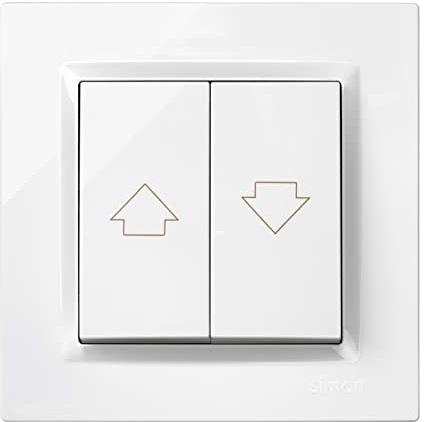 SIMON - Pulsador de Persianas, Interruptor Empotrable Pared, Serie Simon 10, Fácil de Instalar, Apto para Interiores, Incluye Marco, Tapa y Mecanismo, Pulsador Inteligente Color Blanco