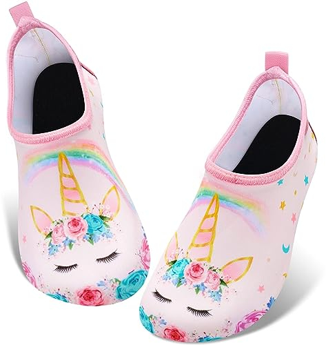 WAWSAM Kinder Strandschuhe Mädchen Meerjungfrau Schwimmschuhe Aqua Schuhe (Rosa-U, Toddler, Numeric_24, Numeric_Range, eu_Footwear_Size_System, Numeric_25, medium)