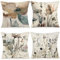 YCOLL Blumen Kissenbezug 45x45 4er Set Kissenhülle Leinen Sofakissen Moderne Abstrakte Blumen Aquarellmalerei Dekokissen für Sofa Schlafzimmer Couch Outdoor Kissenbezüge 45x45 A090
