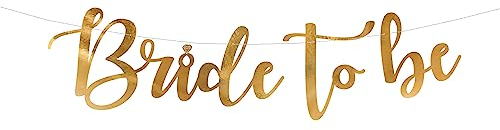 Girlande BRIDE TO BE Gold Banner für JGA Party Deko Anhänger für Hochzeit Verlobung Braut und Bräutigam, 80 x 19cm