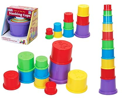 Navoys 10-Piece Stacking Cup Set - Educational & Sensory Toy for 12+ Months, Nursery to Toddler & Children, Bright Multi-Colour Activity & Development Cups
