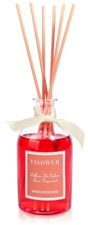 YISOWUH Diffuseur de Parfum de Bois de Santal Rose, 250 ML, diffuseur d'huiles essentielles, Ensemble de 8 bâtonnets, Parfum Longue durée pour la Maison, la Salle de Bain, la Chambre, la décoration