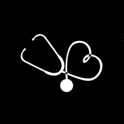 16x11.3CM Auto Aufkleber der Auf Das Herz Von Einer Krankenschwester Arzt Stethoskop Lieben Stilvolle Vinyl Aufkleber Schwarz/Silber Auto Stoßstange Wand Motorrad Fahrrad Dekorative Aufkleber