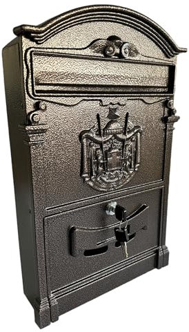 eacommerce - Cassetta Postale Elegante in Alluminio Verniciato | Portariviste Porta Volantini | 255x88x405H mm | Adatta per Esterno, Colore Bronzo