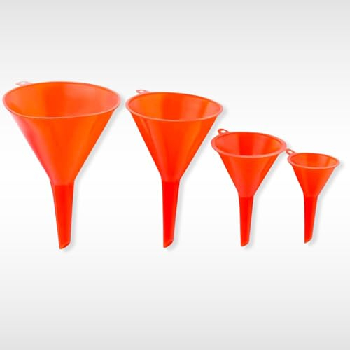 Dunnet Tools Plastic Funnel Set 4 Different Sizes Funnels For Kitchen Use Fuel Oil Car Funnel For Filling Bottles Or Containers With Holders Non-Toxic Food Grade Plastic Funnels