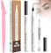 2 Stück Augenbrauenstift Wasserfest,Brauenstift,Flüssiger Augenbrauenstift,mit Vier Gabelspitzen Microblading,Wischfest Langanhaltenden Augenbrauenstift-Schwarz