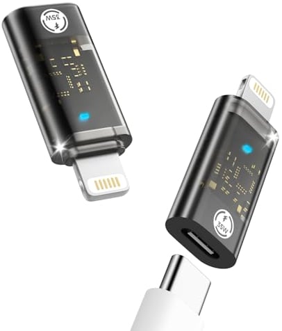 MoKo Adaptateur USB C à Lightning, Charge Rapide 35W PD et Synchronisation des Données Adaptateur Lightning Mâle vers USB C Femelle pour iPhone 14/13/12/11/iPad, Pas pour Les Écouteurs/OTG, Noir