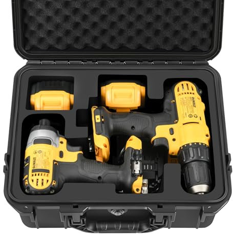 LOTOCASE Estuche rígido de almacenamiento para taladro inalámbrico DEWALT de 20 V Max, a prueba de golpes e impermeable, bolsa organizadora de herramientas para taladro/destornillador inalámbrico
