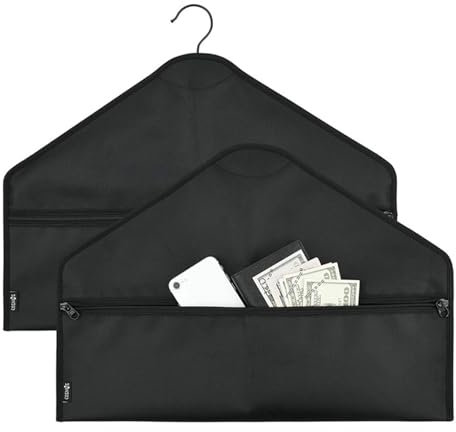 Caja fuerte de bolsillo oculto, impermeable e ignífuga, cabe debajo de la ropa colgante con bolsillo, compartimento seguro para ocultar objetos de para viajes o hogar, 1 paquete, color negro