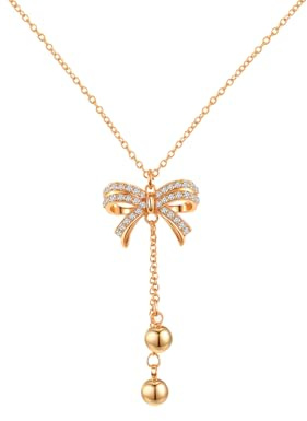 Butterfly Necklace 14K Gold Plated 925 Silver CZ Bow Choker Gift for Women | 925 Sterling Silver Hypoallergenic Cubic Zirconia Diamond Necklace, Jewelry Gifts for Women,Christmas, Mother's Day, Wedding