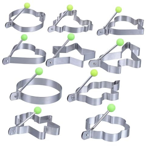 ABOOFAN 10pcs Fried Egg Mold Oven Topper Non Cookware For Frying Poached Maker Eggs Boiler Dash Cooker Household Appliances Wire Egg Basket Egg Cups Pot Silver Stainless Steel