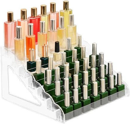 Casbomy Esmalte de uñas, soporte acrílico para sombra de ojos, soporte acrílico de 7 capas, organizador de cosméticos, organizador de pintalabios, no requiere herramientas, montaje para base, aceites