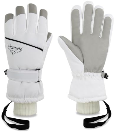 LuckyOpt Windproof Ski Gloves for Women,Thermal Winter Gloves with Anti-loss Buckle, Touchscreen Snowboard Thermal Glove for Skiing Cycling Running Climbing