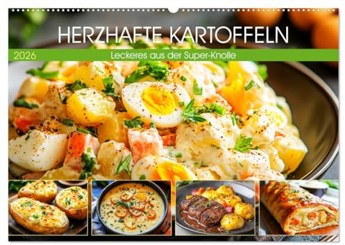 Herzhafte Kartoffeln. Leckeres aus der Super-Knolle (Wandkalender 2026 DIN A2 quer), CALVENDO Monatskalender: Schöne Illustrationen von köstlichen Kartoffelgerichten (CALVENDO Lifestyle)