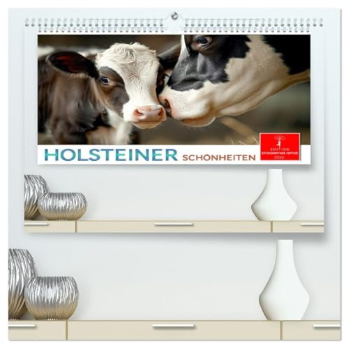 Holsteiner Schönheiten (hochwertiger Premium Wandkalender 2026 DIN A2 quer), Kunstdruck in Hochglanz: Entdecken Sie glückliche Kühe und niedliche Kälber. (CALVENDO Tiere)