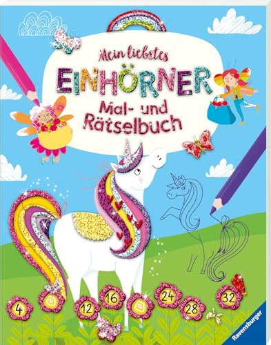 Ravensburger Mein liebstes Einhörner-Mal- und Rätselbuch ab 6 Jahre, Malbuch für Mädchen und Jungen