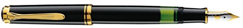 Pelikan 985176 Kolbenfüllhalter Souverän M 400 Bicolor-goldfeder 14-K/585 Federbreite EF, 1 Stück, schwarz