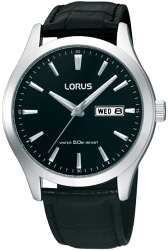 Lorus Watches Herren Uhr analog Quarzwerk mit Leder Armband RXN41CX9