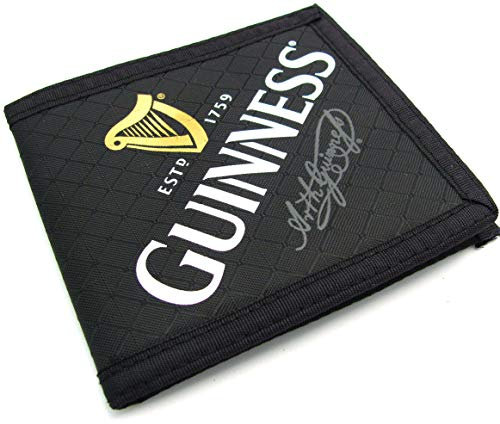 Guinness Casual Geldbörse - Schwarz, Echtes Leder, Metall-Logo, 8-Kartenfächer, Unisex, Irisch
