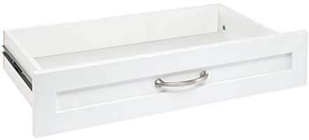 ClosetMaid SuiteSymphony Wood Closet Drawer, Add On Accessory, Shaker Style, For Storage, Closet, Clothes, 25” x 5” Size for 25 in. Units, Pure White