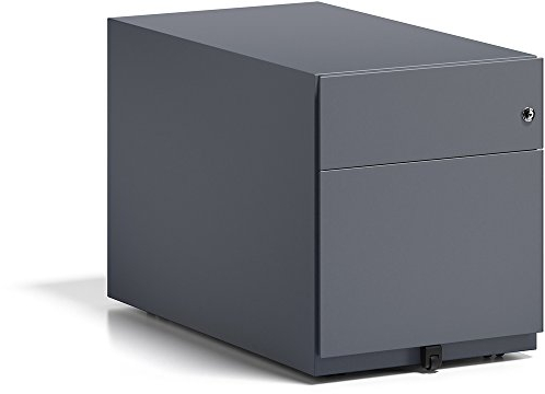 BISLEY Rollcontainer Note mit Griffleiste, 1 Universalschublade, 1 HR-Schublade, Metall, 634 Anthrazitgrau, 77.5 x 42 x 49.5 cm