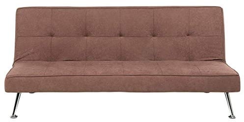 Beliani 3-Sitzer Sofa mit Schlaffunktion Stoff braun Schlafsofa ohne Armlehnen Hasle II