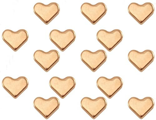 Sadingo Herzperlen in Rosegold | 6 mm - 15 Stück, Perlen aus DQ Metall, Schmuckperlen zum Auffädeln, Horizontales Reihloch, DIY Schmuck selber Machen, Metallperlen in Herzform, Bastelperlen