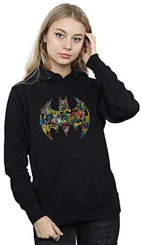 Absolute Cult DC Comics Women's Batman Batgirl Logo Collage Hoodie Black XX-Large