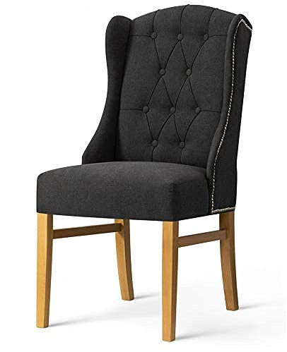 Stuhl Rose Polsterstuhl Sessel Esszimmerstuhl Füße aus Holz in der Farbe Schwarz (Schwarz)