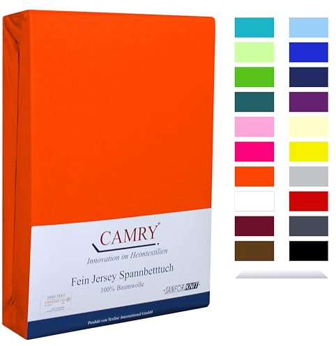 Camry Spannbettlaken 180x200cm - 200x200cm Orange Baumwolle Bettlaken Jersey Spannbetttuch Oeko-Tex 100
