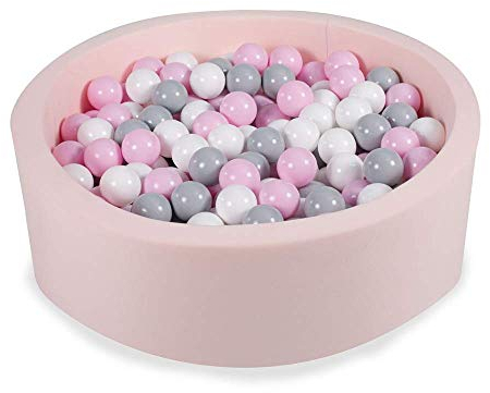 Angelove Piscina di Palline per Bambini 7cm Tondo 90x30cm/200 Palline Rosa Chiaro: Rosa Pastello/Grigio/Bianco