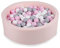 Angelove Piscine à Balle pour Bébé 90x30cm – Piscine à Balles Enfant en Coton Doux avec 200 Boules en Couleurs, Rose Clair