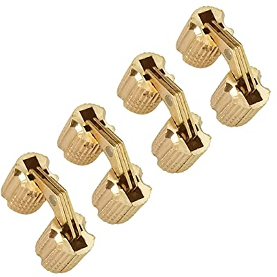 Jadeshay Lot de 4 Charnières Invisibles Dissimulées en Laiton, 8mm Charnière Invisible Rondes Mini Charniere Charnières pour porte en Bois