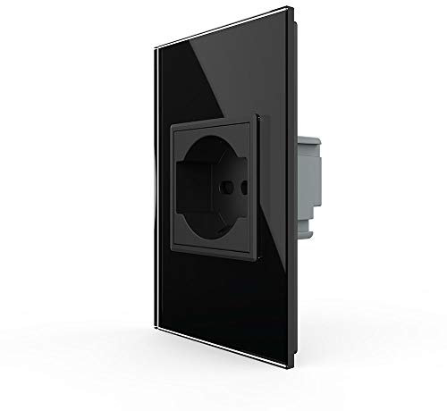 LIVOLO presa di corrente da parete, presa shuko muro moderno,presa nero con pannello in vetro, 904203612