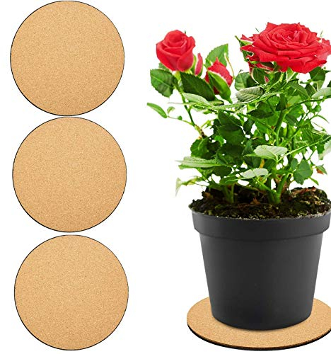 Sanmum 3 Stück Kork Pflanzenmatte Set, Runde Topfuntersetzer aus Kork, Untersetzer Set für Blumentopf, für Garten, Hof, (Nude/Schwarz,25cm)