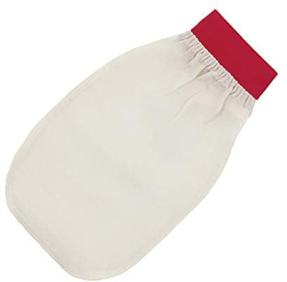 Feel Fine Türkischer Peelinghandschuh – 100% Rohkokonseide Hammam Kese für Männer & Frauen | Handgefertigter Peelinghandschuh für Dusche & Bad (Red)