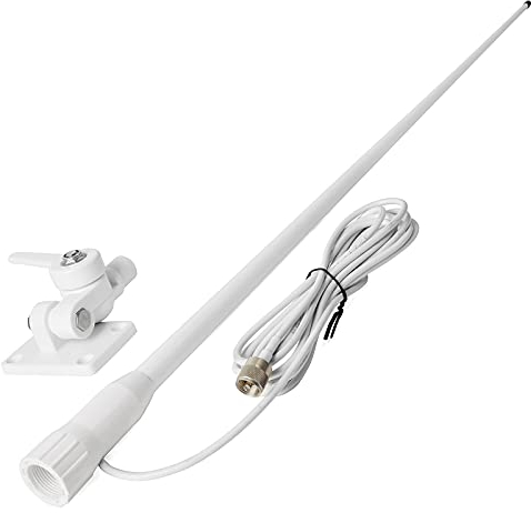 HYS Antena de Fibra de Vidrio Marina VHF 1,1 m/43,7 Pulgadas de Ganancia Antena 7 Metros alimentador coaxial con Conector PL-259, Adecuado para Yates, cruceros, automóviles, Camiones