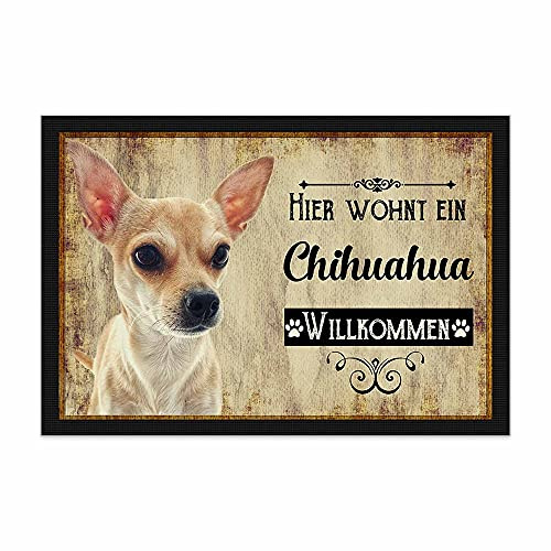 Print Royal Fußmatte Haustiere mit Hundebild Chihuahua - Geschenkidee für Hundefreunde und Hundebesitzer - Größe 60 x 40 cm