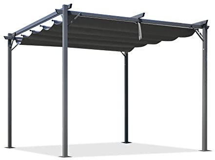 Garden Point La Palma Terrasse, 300 x 300 cm, ideal für Gartenmöbel und Whirlpools, einfache Montage, einziehbares Dach, (3 x 3 m, anthrazit)