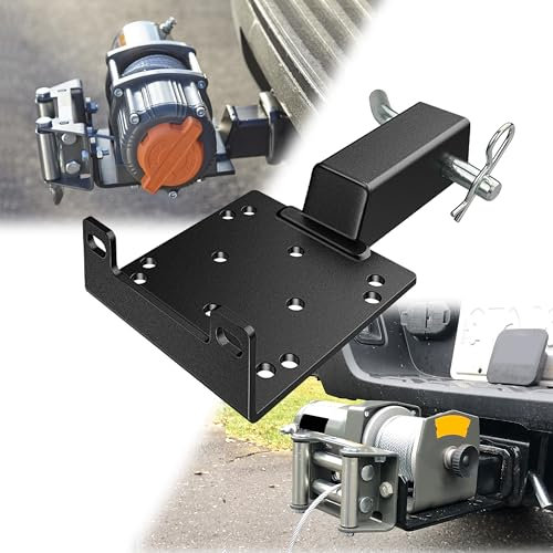 VONLX Universal Winch Mount with 2 Receiver, Fits ATVs, UTVs & Lawn Equipment, Black Powder Coated Steel, 1,300 to 16,500 lbs Pull Force