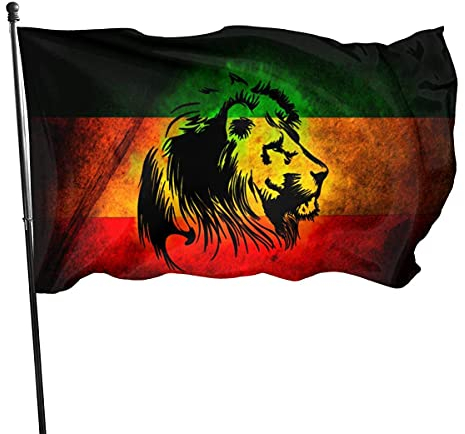 Garten Fahnen Löwe Von Jamaika Reggae, Premium Flaggen Wetterfeste Flagge Für Paraden Aktivitäten Home,3X5Ft